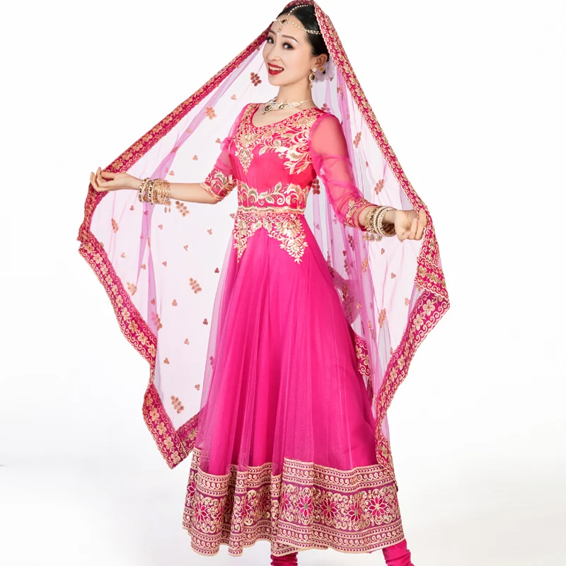 

India Clothing Sarees For Woman Anna Dancing Performance Dress Beautiful Ethnic Style Nepal Pakistan Embroideried Bronzing Sets