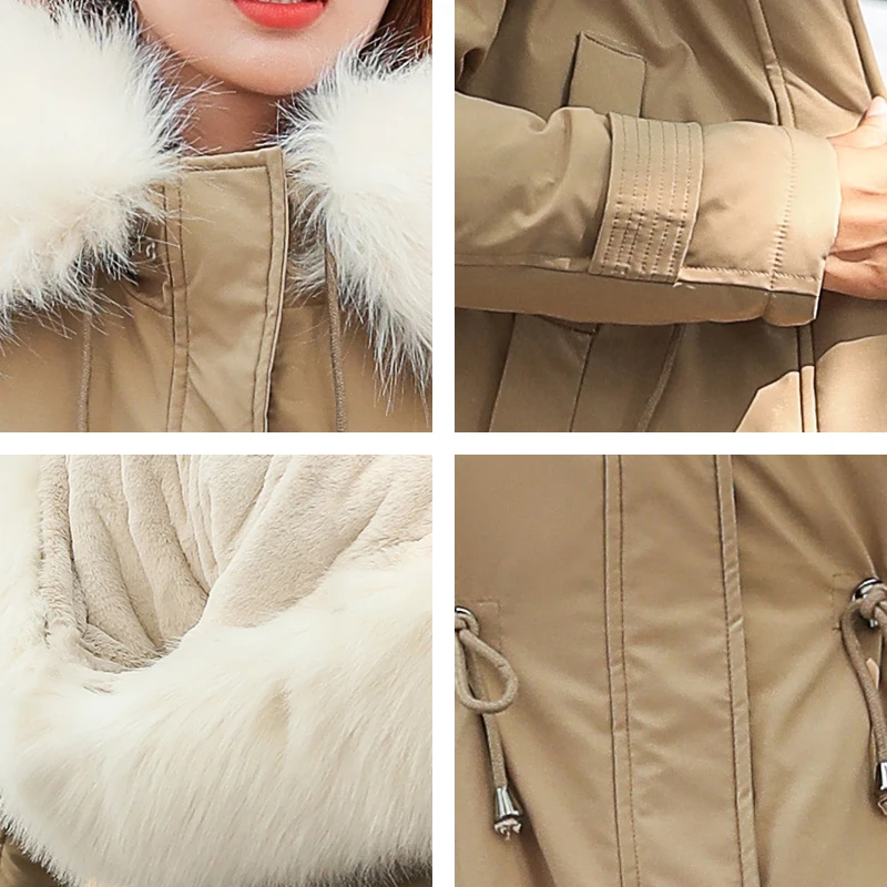

2020 Winter Jackets Women's Wool Liner Casual Long Parkas Woman Hooded Thick Letter Print Plus Size With Fur Collar Coats Female