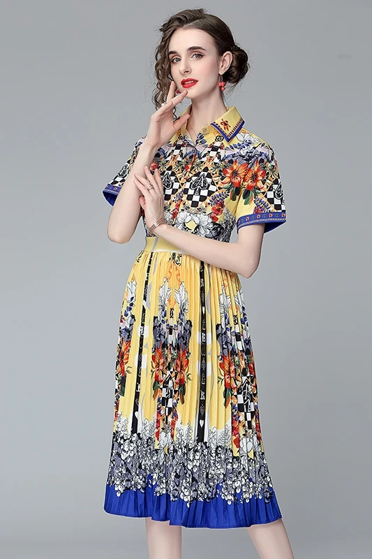 

Knee-Length Turn-down Collar French Dresses Women Summer Single Breasted Big Shirt Midi Dress Dropshipping Pleasted Dresses 2021