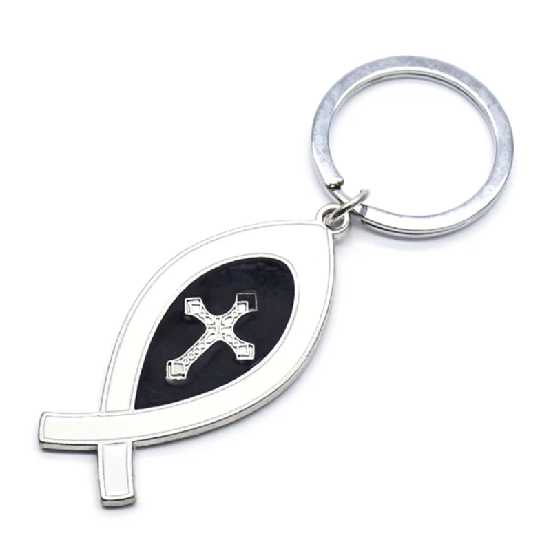 

Cross Jesus Christ Key Buckle Church Souvenirs Brief Israel Fish Shape Key Ring