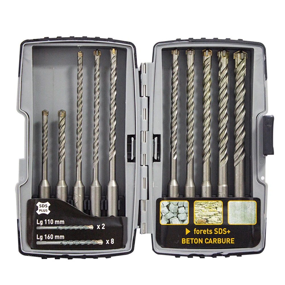 Набор сверл для электродрели комплект из 10 насадок с круглой ручкой бетона