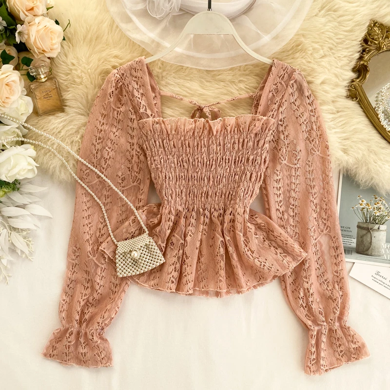 FTLZZ Женская Повседневная рубашка с рюшами новинка лето весна длинный