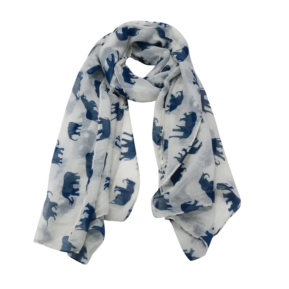 Thin Shawls Floral Print Scarf For Ladies Satin Scarf Lady Womens Long Cute Elephant Print Scarf Wraps Shawl Soft Scarves