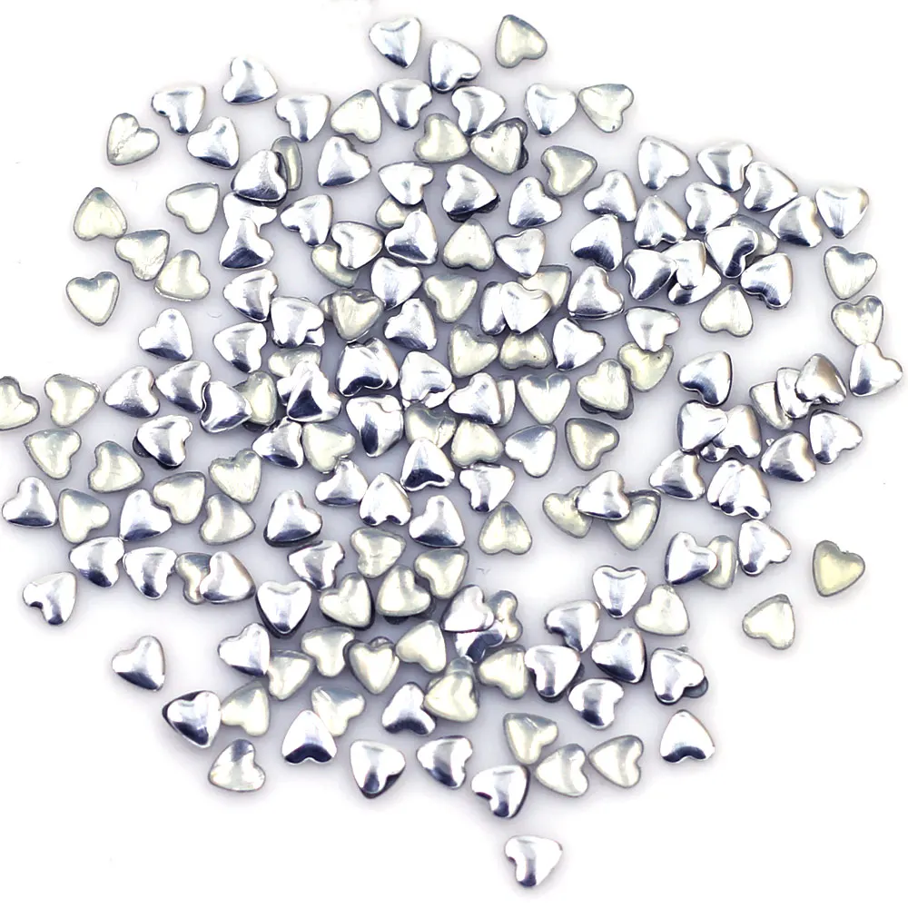 

Cabochon Cameo Heart Shape Aluminum Plastic Nail Art Silver Tone Fashion Jewelry Decoration DIY Making Findings 4mm 1000Pcs