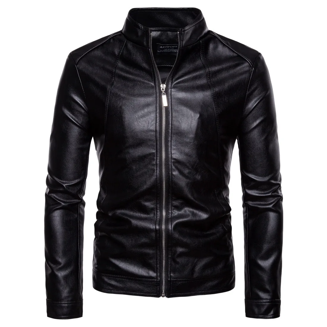 

Men's 2021 spring and autumn new stand-up collar sportsman motorcycle Business Casual leather washed PU leather jacket
