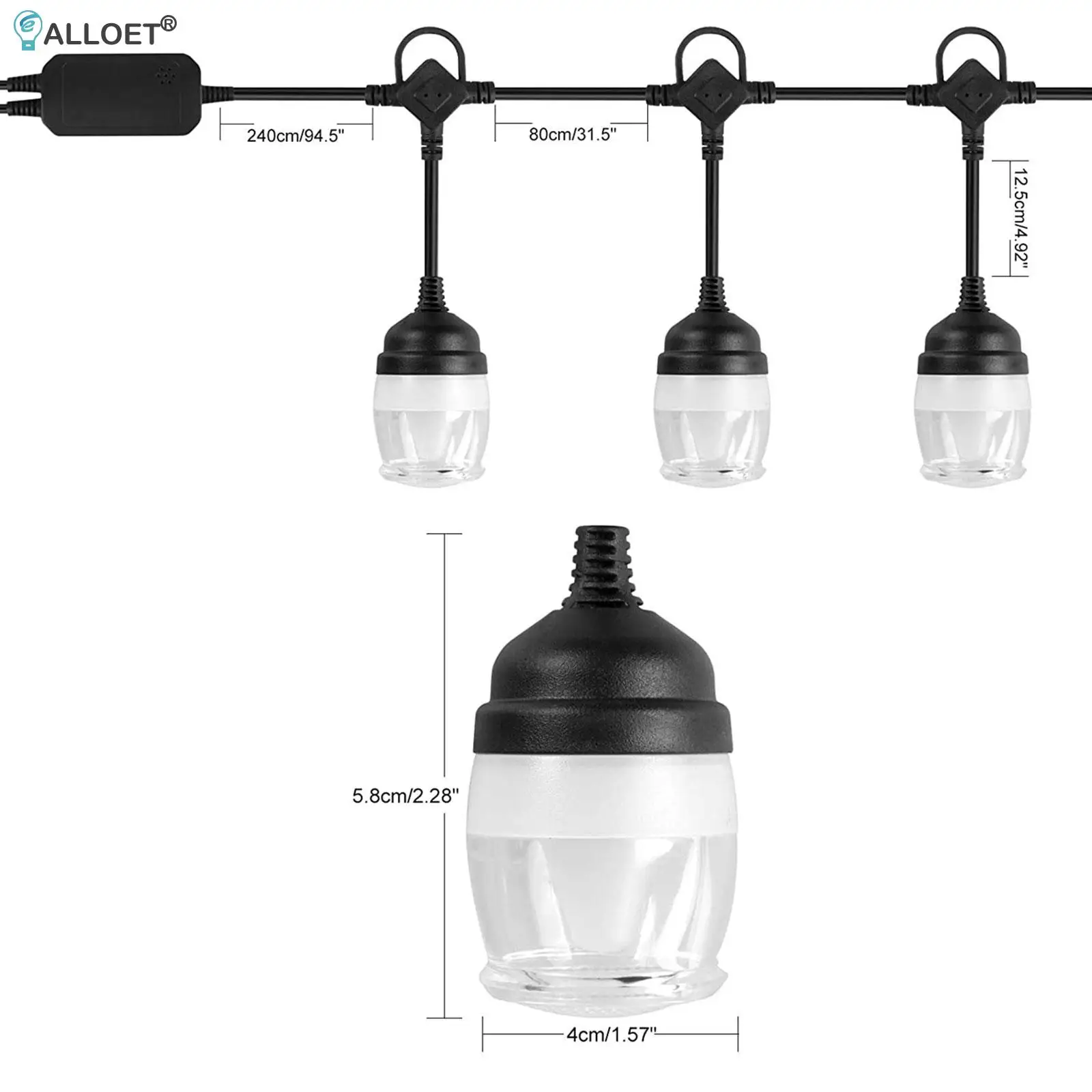 

Color Changing Indoor Outdoor String Lights RGB Weatherproof Music Sync Hanging Bulb with Remote Control for Garden Backyard