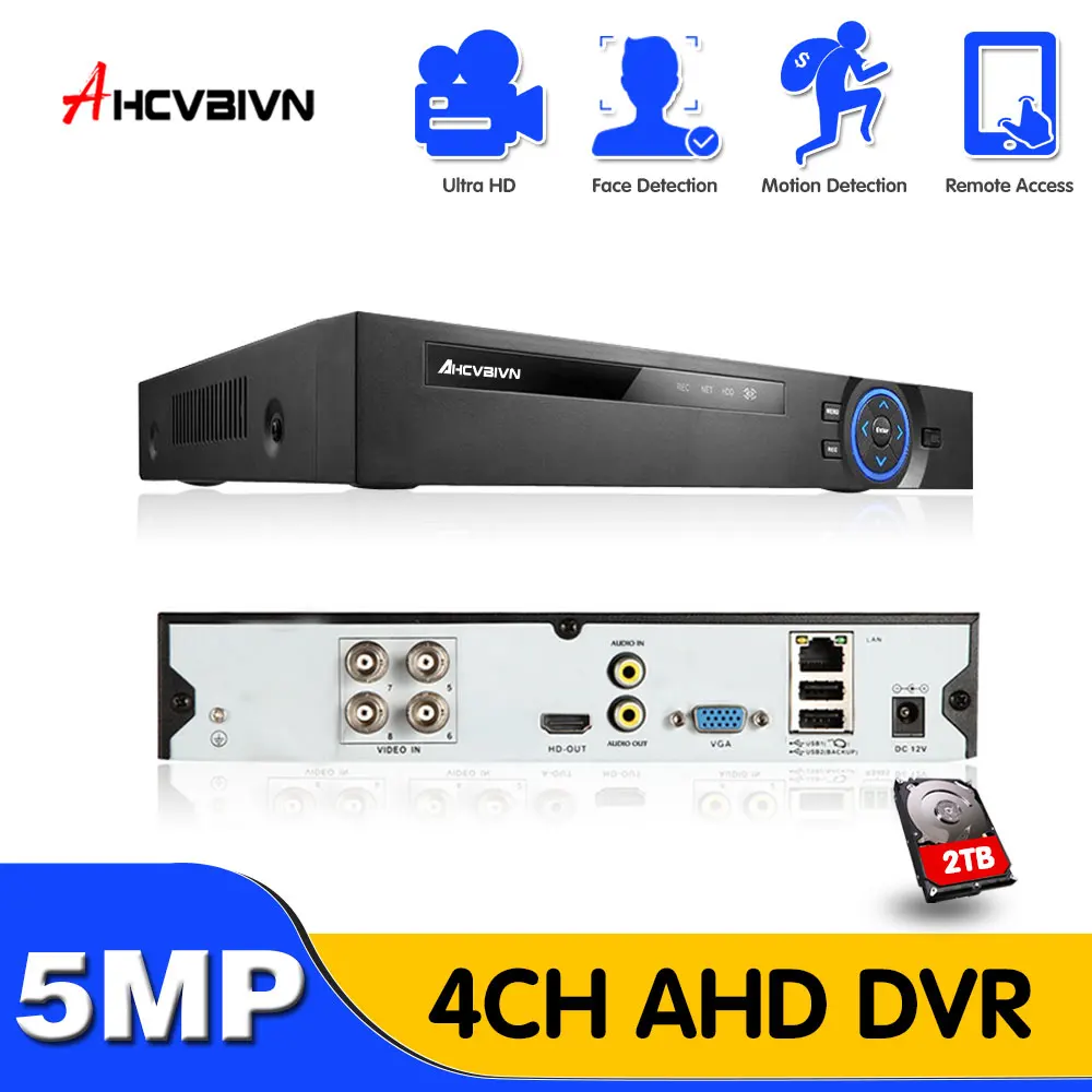 Система видеонаблюдения 6 в 1, 4 канала, 5 МП, AHD, DVR, гибридный видеорегистратор для аналоговой IP-камеры 720P, 1080P, AHD, CVI, TVI