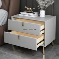 light luxury bedside table nightstand leather solid wood smart night table bedside cabinet with 2 drawers bedroom furniture