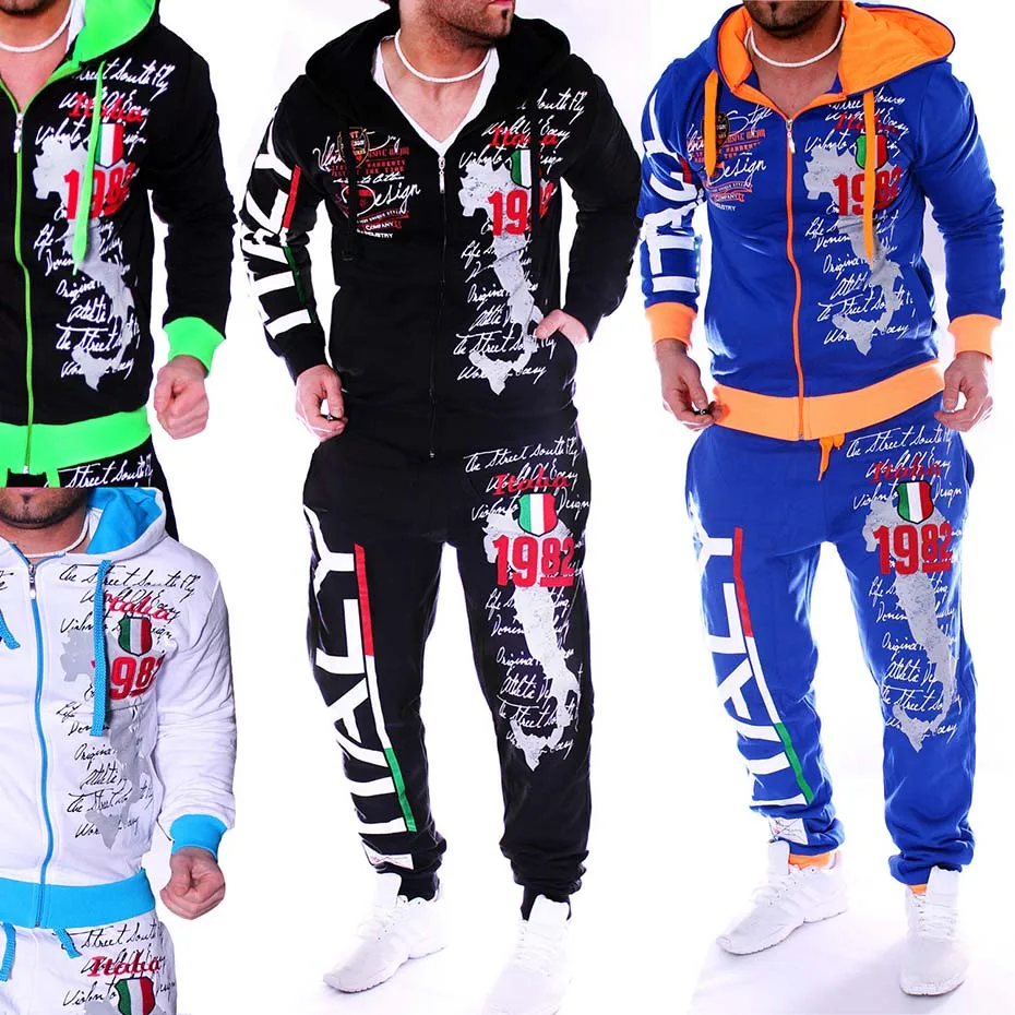

Zogaa New Mens Sweat suits Fashion Hooded Sweatshirt with Pants Two Piece Set Printing Casual Jogger Suits for Men clothing