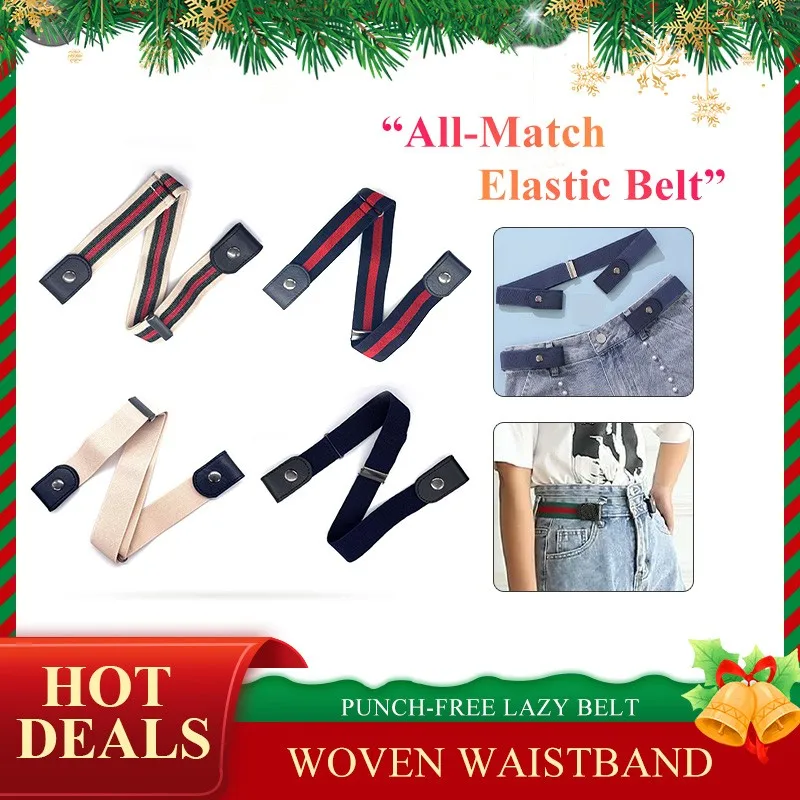 Пряжка бесплатно Эластичный ремень для джинсов брюк унисекс Невидимый без