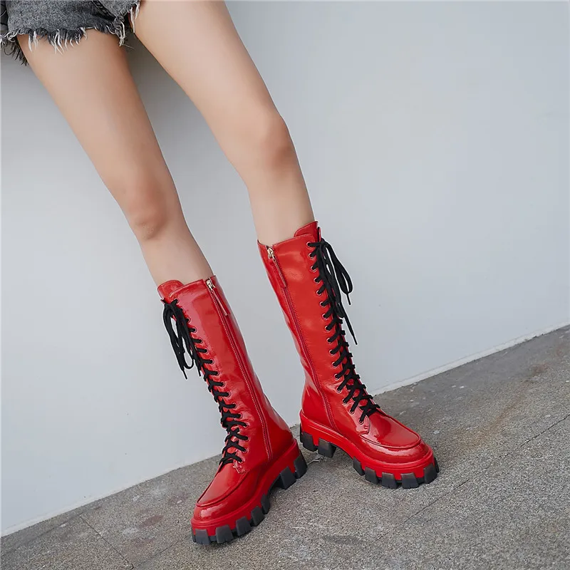 Ботинки мотоциклетные на толстой плоской платформе повседневные однотонные