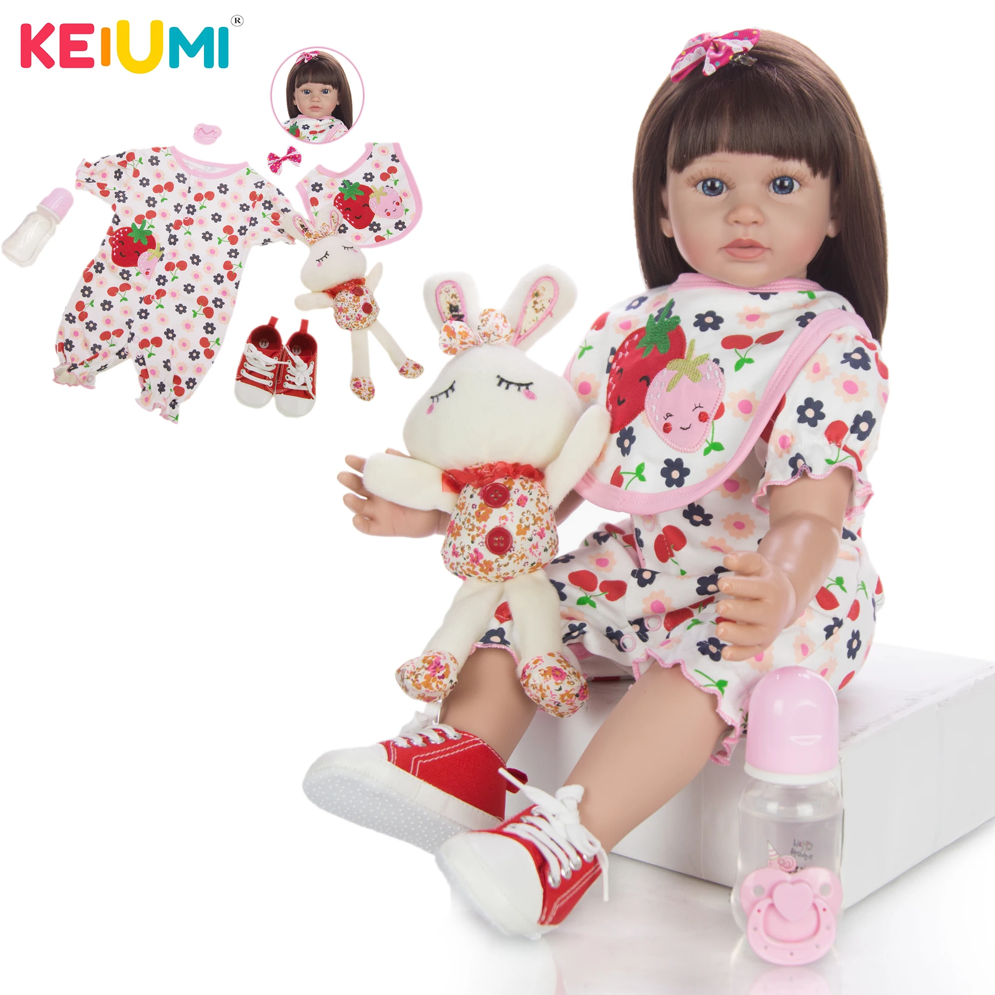 Силиконовая кукла реборн KEIUMI 24 дюйма Клубничка 2 цвета волос принцесса подарок на