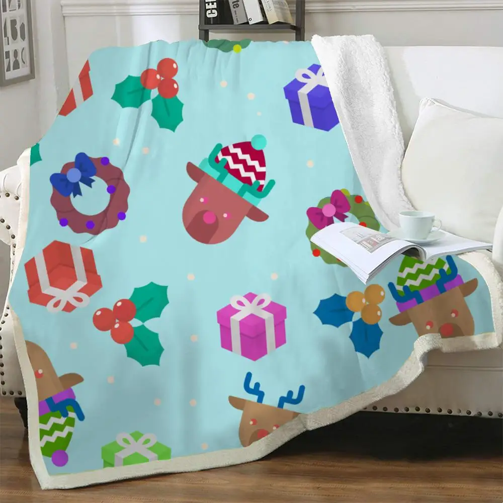 

Рождественское одеяло NKNK, новогоднее плюшевое одеяло, покрывало с оленем для кровати, постельное белье, покрывало из шерпы, модное премиум-о...