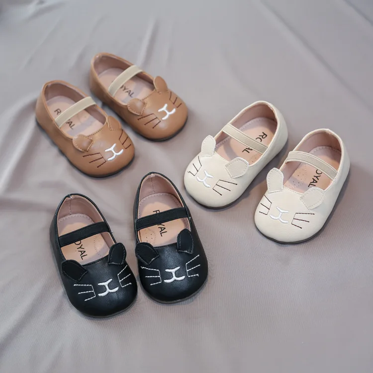 

Spring Autumn New Cat Baby Girls Princess Shoes Rubber Sole Pu Leather Shallow Girls First Walkers Toddler Shoes