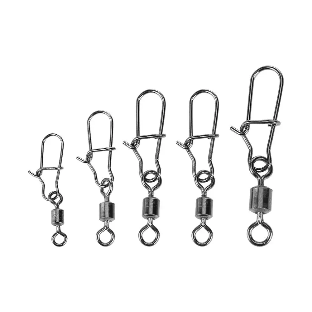

50pcs Fishing Connector Pin Swivel Metal Snaps Fishhook Lure Tackle Kit