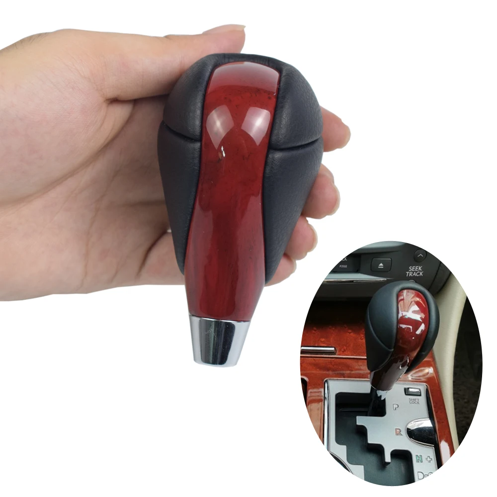 Кожаная рукоятка переключения передач в деревянном стиле для Toyota Crown Venza Lexus ES300