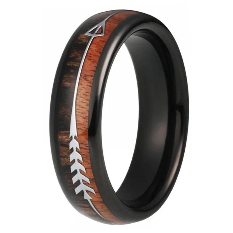 6mm Black 6/8 мм Вольфрам карбидные кольца для Для мужчин Для женщин обручальные кольца природы дерева КоА стрелка инкрустация по индивидуальному заказу гравировка свободный крой - Цвет основного камня: 6mm Black