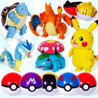 6pcs pokemon elf ball deformation pikachu action figure pok%c3%a9mon ball model charizard anime collect movable doll model toys gift