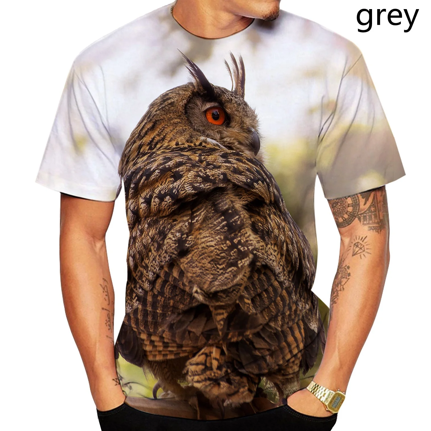 Футболка с 3D-принтом персональных животных Совы топы высокого качества коротким