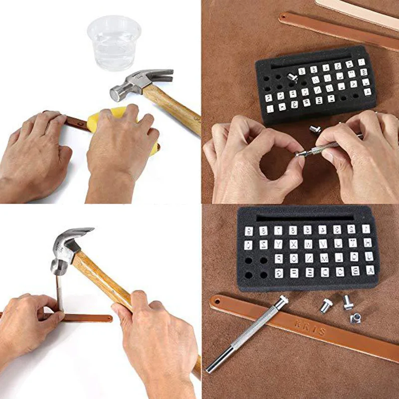 26 шт. набор кожаных стемперов с буквенным алфавитом стальной перфоратор