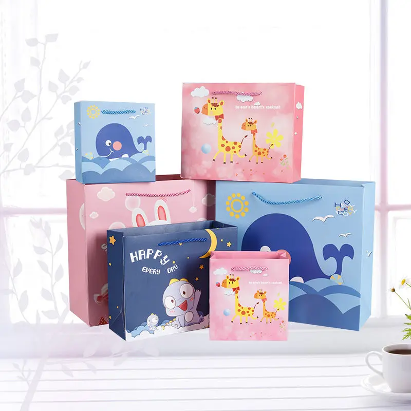 10 шт милые животные мальчик девочка бумажный подарочный пакет с ручками детский