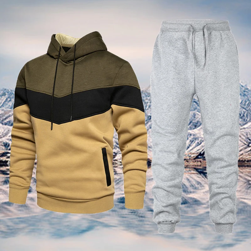 

Костюм спортивный мужской из 2 предметов, Повседневная Толстовка с длинным рукавом и штаны, комплект спортивной одежды с капюшоном