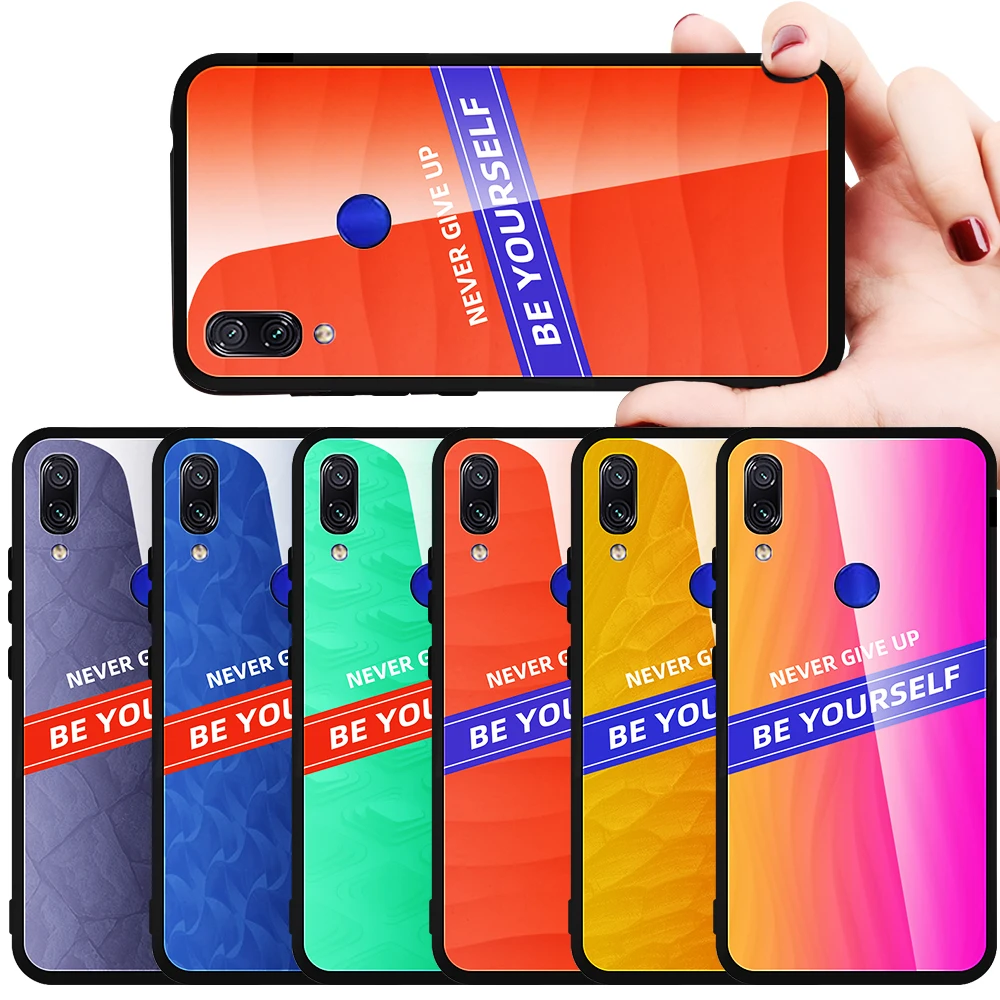 Цветной стеклянный чехол для Red mi Note 8 7 6 5 Pro 7A K20 мягкий полиуретановый край Xiaomi 9 SE
