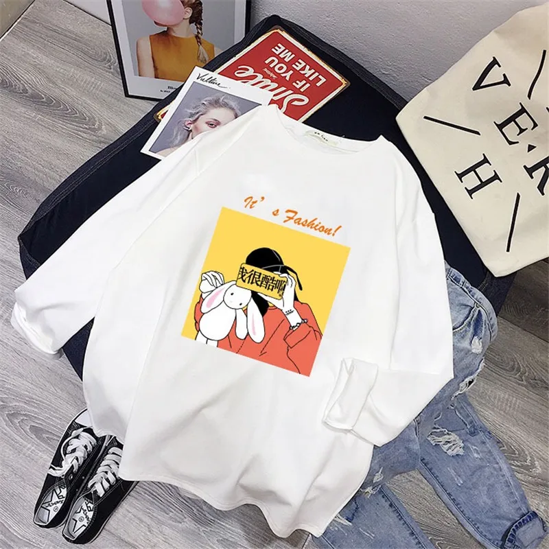 Picture 6 Футболка парная одежда странные вещи Harajuku Camiseta Feminina размера плюс XXXL белые футболки топы с принтом длинный рукав осень - Цвет: Picture 6