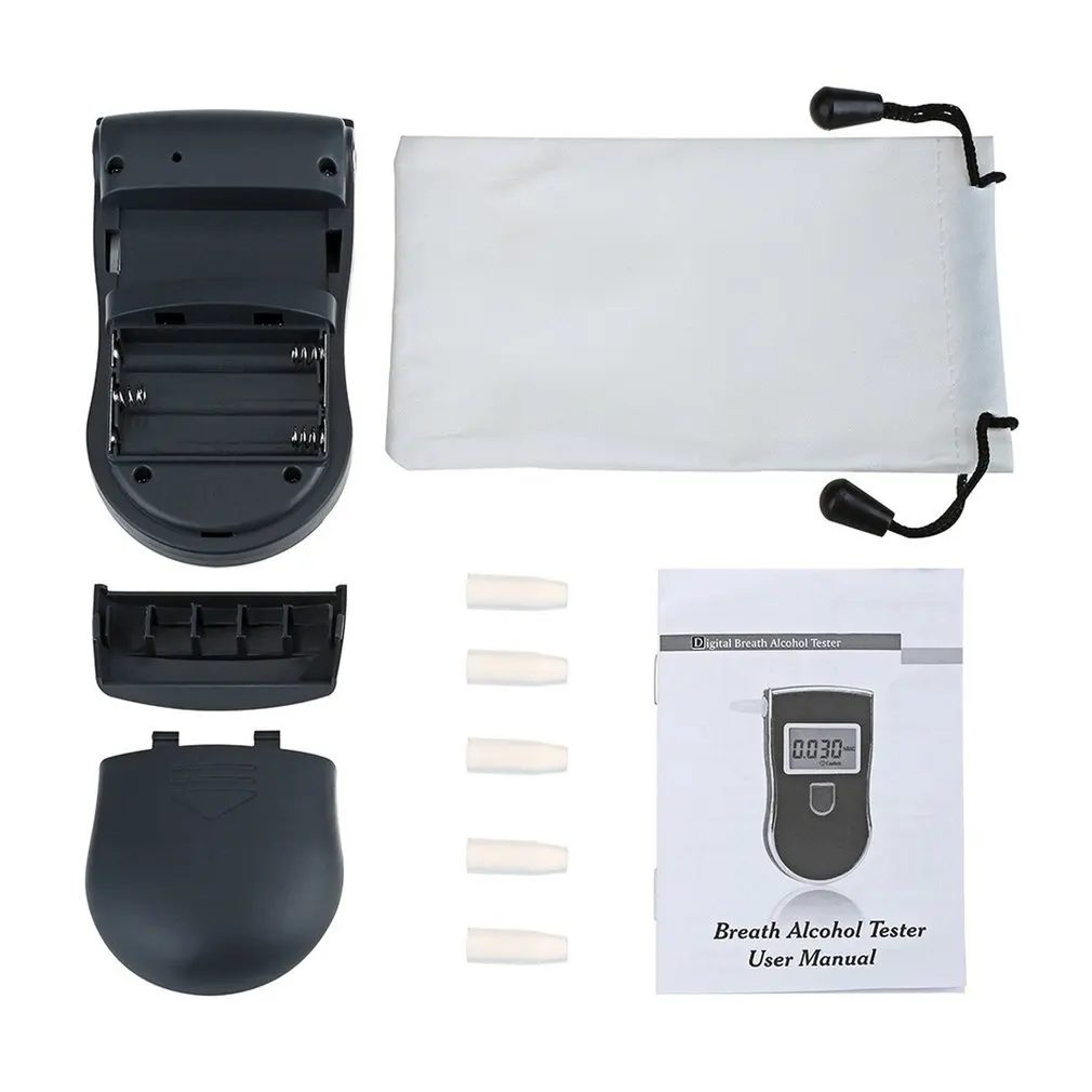 

Digital Alcohol Tester Breathalyzer Analyzer Alcohol Breathalyser Detector LCD Alcohol Sensor Alcohol Meter With 5 Mouth Pieces