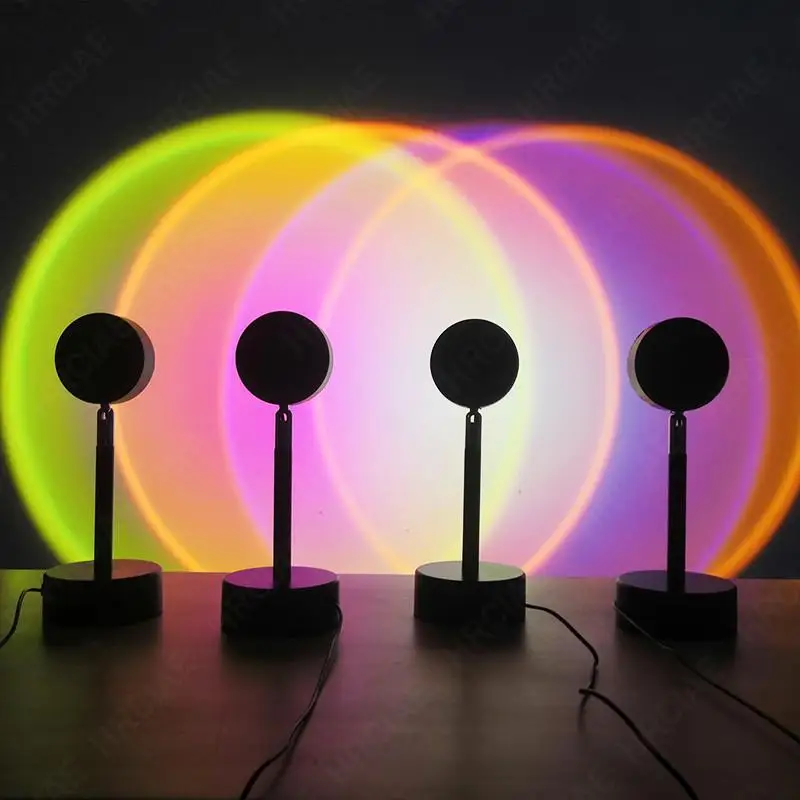 

Sunset Projector Lamp Rainbow Atmosphere Led Night Light for Home Bedroom Background Wall Decoration USB Table Lamp