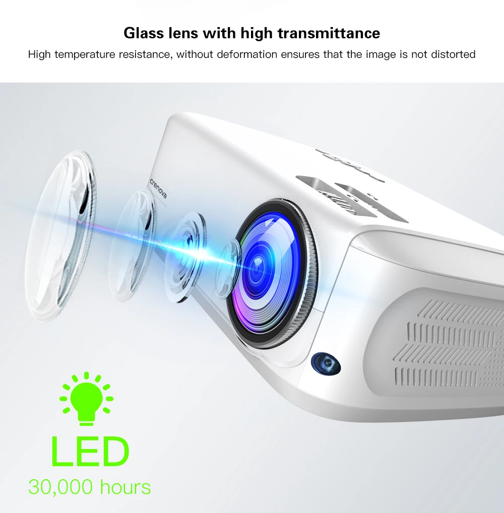 CRENOVA новейший Full HD 1080P Android 7.1OS проектор с Wi-Fi Bluetooth 6000 люмен яркость видео проектор(2G 16G