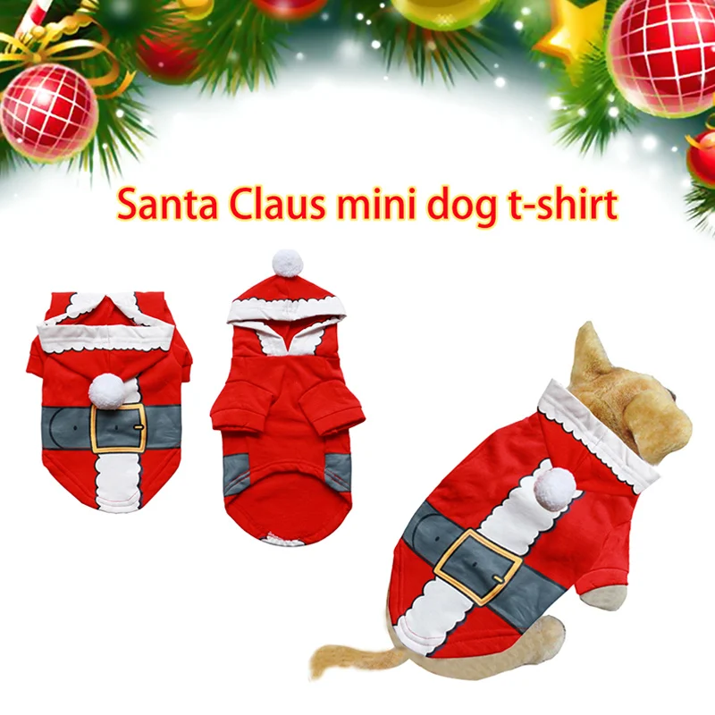 Одежда для собак и щенков Милый мягкий дышащий костюм с капюшоном рождественской