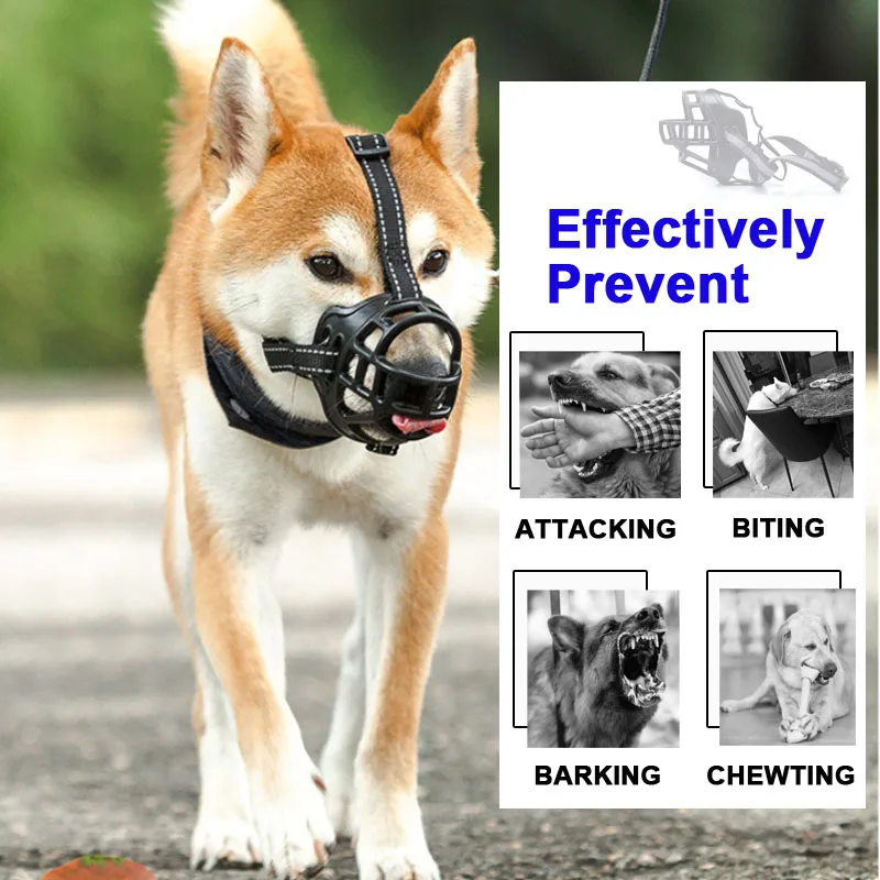 

Adjustable Breathable Mesh Pet Muzzle Soft Silicone Anti Stop Chewing And Barking Dog Mouth Cover Pet Supplies