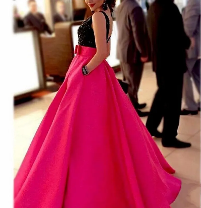 Robe de soriee сексуальное ярко-розовое Красное Атласное Вечернее платье