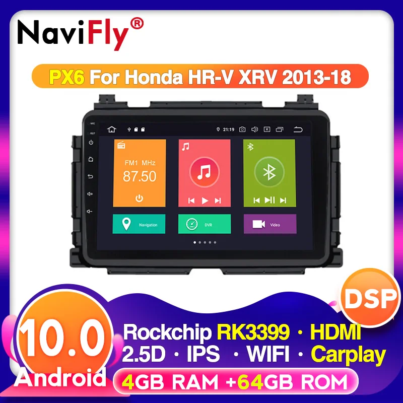 Автомобильный мультимедийный плеер 4G Wi-Fi IPS DSP Android 10 gps для Honda HR-V HRV XRV Vezel 2013 2019 |