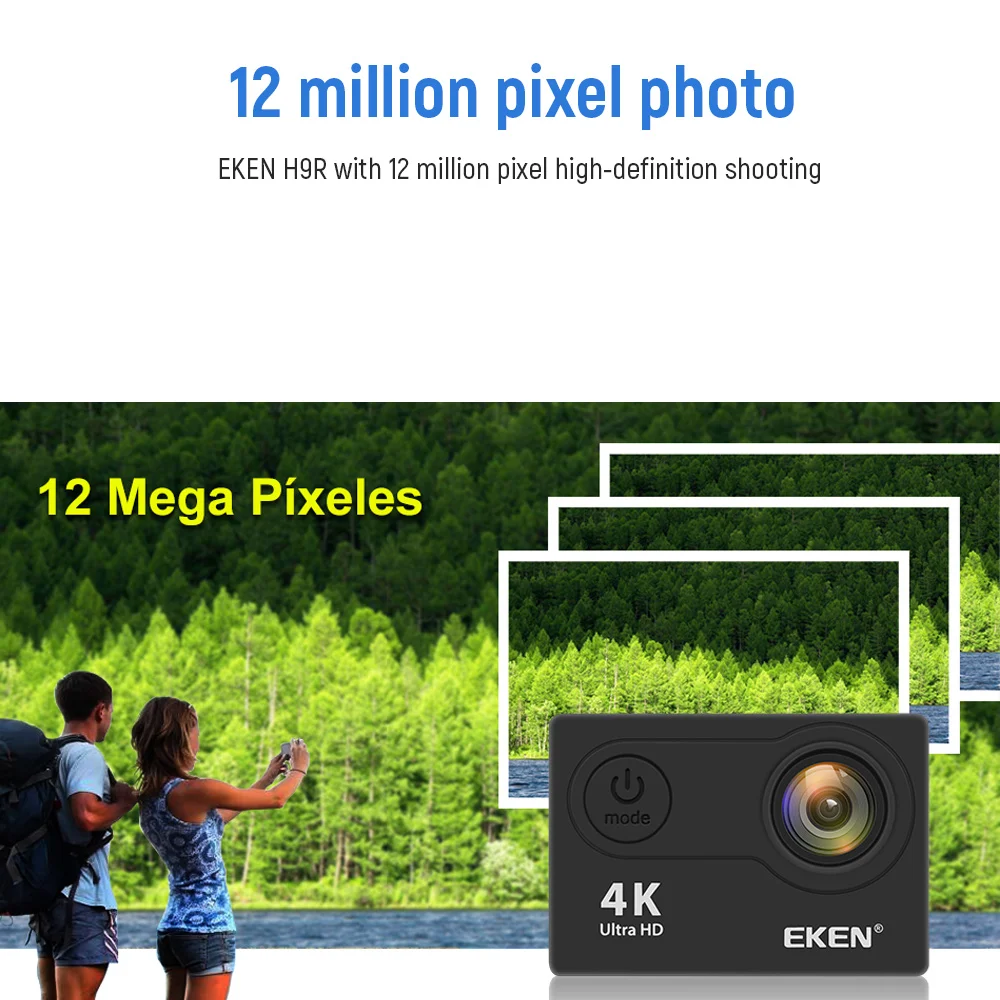 Экшн-камера EKEN H9R Ultra HD 4K 30fps Противоударная Цифровая Wi-Fi 170D водонепроницаемая