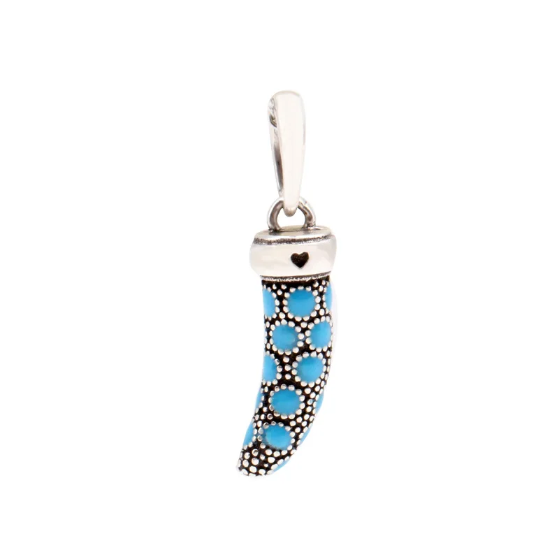 

DoDoFly S925 sterling silver peacock blue pepper amulet pendant vintage amulet pendant fit original charms Bracelet