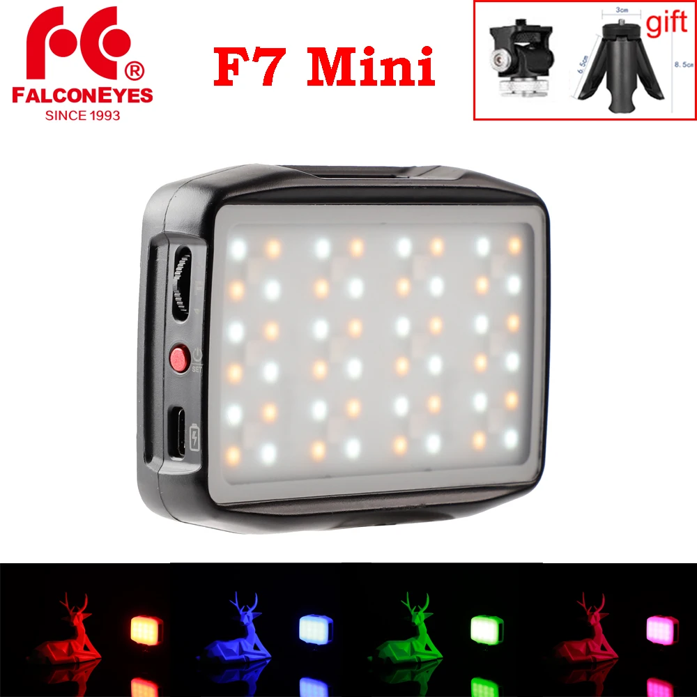 Миниатюрная заполняющая лампа Falcon Eyes F7, карманный светодиодный светильник Rgb для камеры, портативсветильник лампа для видеостудии, youtube, vlog, освещение для фотосъемки