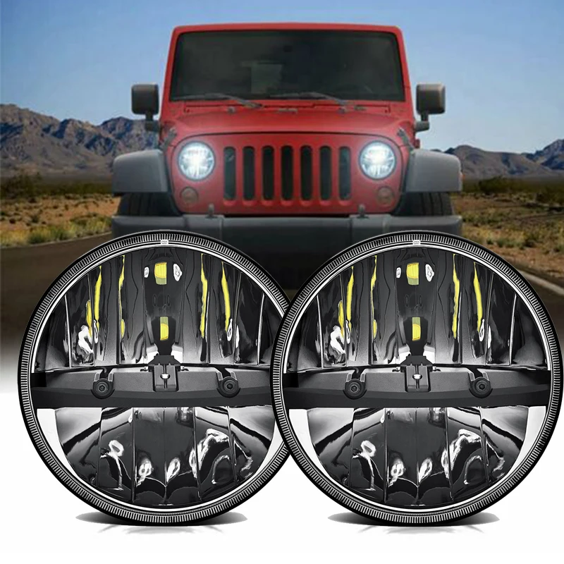 Пара 7 &quotкруглый светодиодный фары дальнего/ближнего света для Jeep Wrangler LJ CJ JK TJ JKU 97