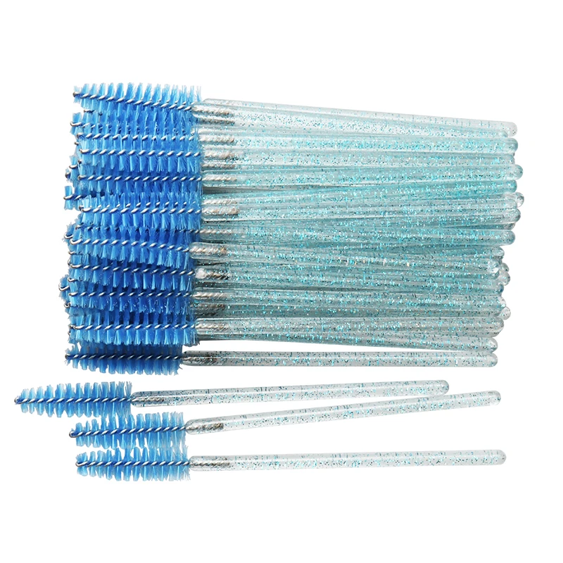 crystal full blue 100 шт. Хрустальная тушь для ресниц палочки алмазные аппликационные ресницы кисти для наращивания ресниц одноразовые кисти для макияжа инструменты - Handle Color: crystal full blue