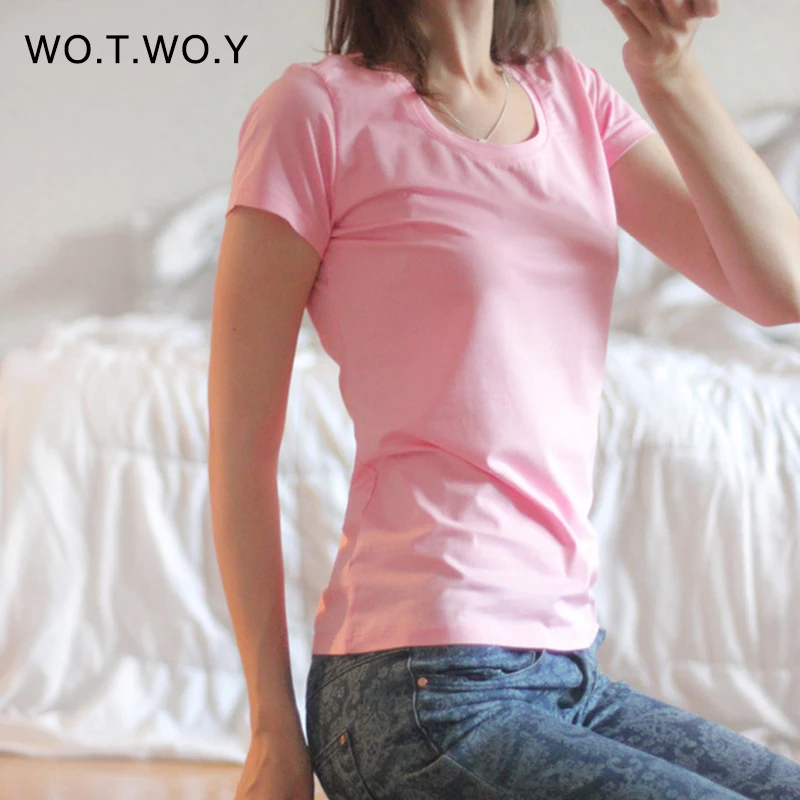 Высококачественная хлопковая Базовая футболка 21 карамельного цвета Женская