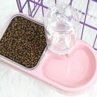 pet cat dog auto feeder water dispenser double drinking bowl dish food anti leakage container pink large capacity food storage