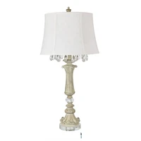 home living room faced crystal drops decorative white luxury candlestick accent table lamps