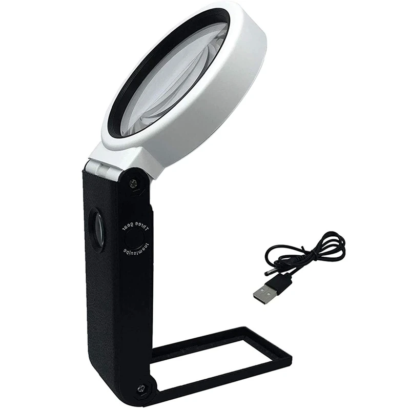 

Magnifying Glass with Light,25X 10X Rechargeable Adjustable Folding Magnifier, for Reading, Repair, or Soldering Work