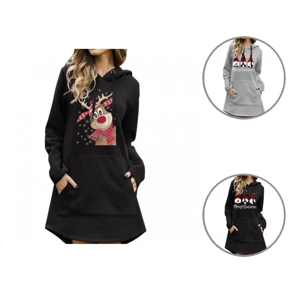 

Платье с капюшоном, шикарные женские топы с капюшоном, износостойкая Женская толстовка средней длины