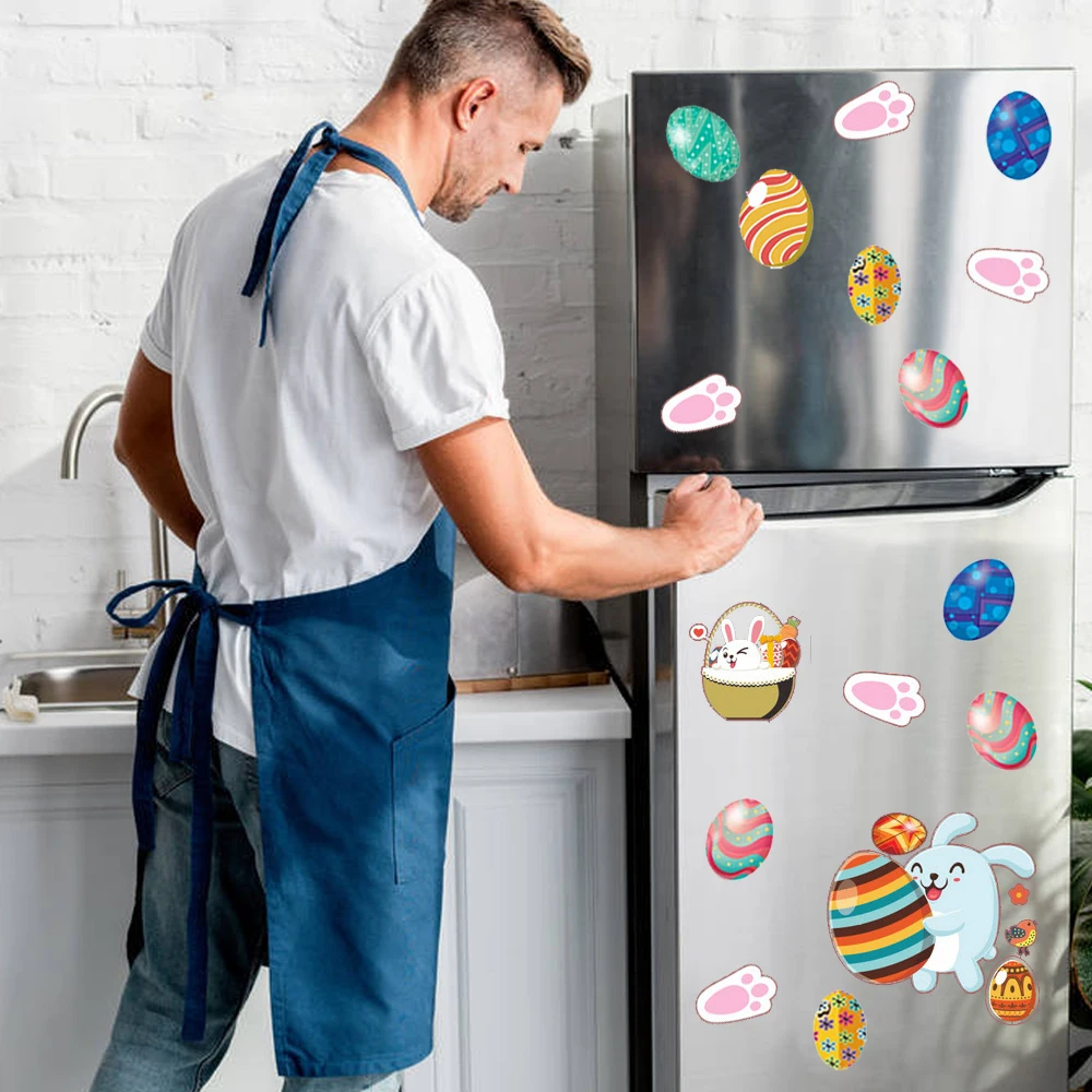 

8pc Easter Bunny Footprint Egg Wall Sticker Happy Easter Holiday Decoration Glass Sticker Floor Sticker Reusable