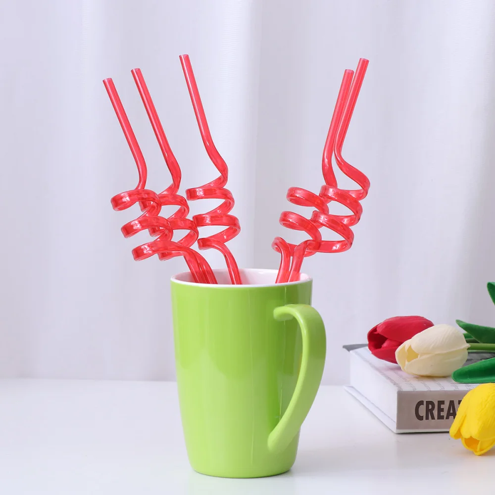 

10PCS 5MM PET Disposable Straws Crystal Colorful Swirl Straws for Children's Party Tableware Birthdays Daycare Picnics or Baby