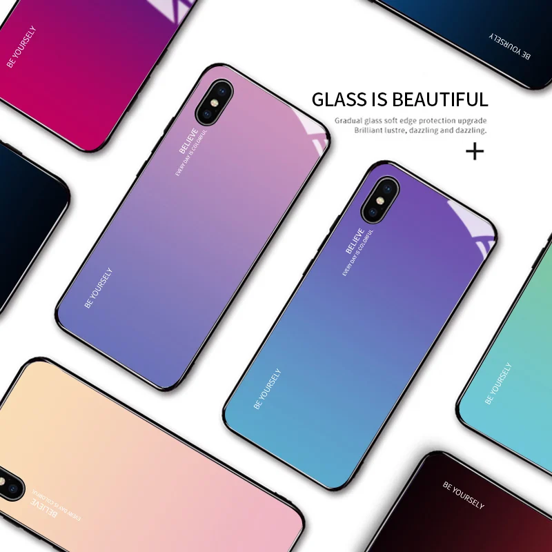 Для huawei Y6 Prime 2018/Honor 7A/Enjoy 8E роскошный градиентный чехол Aurora Rainbow Противоударная