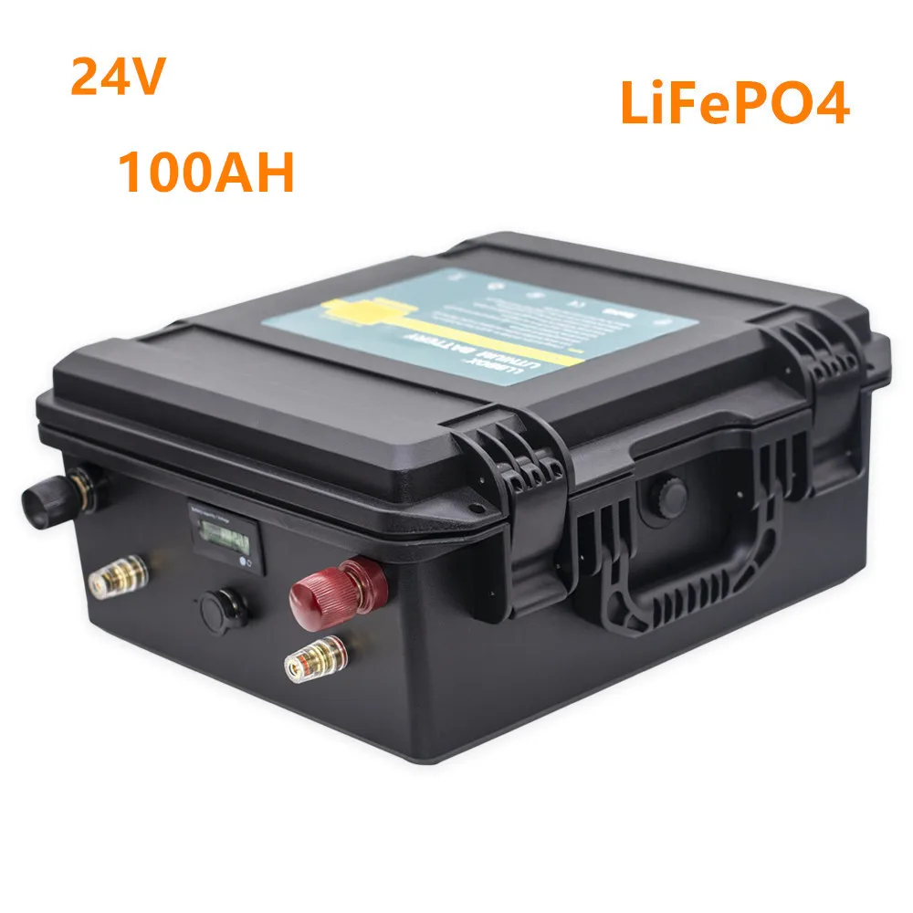 Lifepo4 24V 100ah аккумулятор lifepo4 100AH литиевая батарея с 10A зарядным устройством для