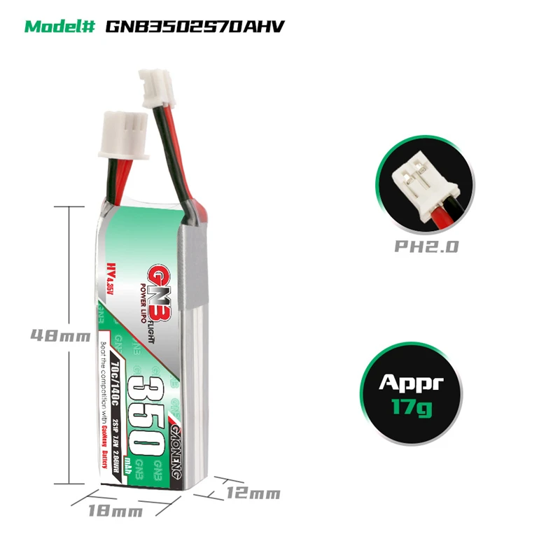 1-10 шт Gaoneng GNB 350mah HV Lipo батарея 2S 7 6 V 70C/140C PH2.0 разъем для Emax Tinyhawk S четырехосный Крытый
